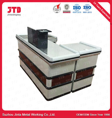 Dükkan için 850mm Süpermarket Kasiyer Sayacı Beyaz Kasiyer Masası