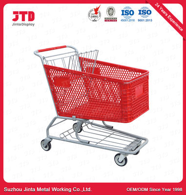 satın al 125L Tekerlekli Plastik Araba Sepeti ODM Dört Tekerlekli Alışveriş Sepeti online manufacture