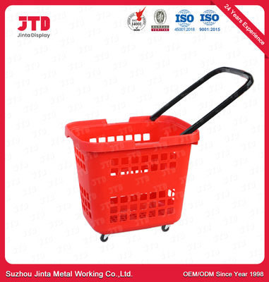 satın al 45L Kulplu Plastik Alışveriş Sepeti HDPP Üç Tekerlekli online manufacture