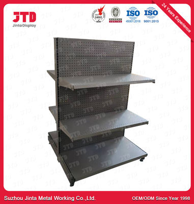 satın al 3 Katlı Çift Taraflı Süpermarket Teşhir Rafları Gri Q195 Çelik online manufacture