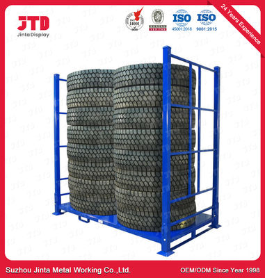 Ağır Hizmet Tipi Metal Lastik Depolama Rafları Özel Uzunluk 2000mm Mavi Renk