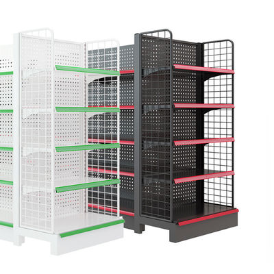 Çift taraflı Tel Ağı Gondola Ekran Rack Rack Bakkal Süpermarket Rafları