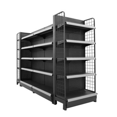 Çift taraflı Tel Ağı Gondola Ekran Rack Rack Bakkal Süpermarket Rafları
