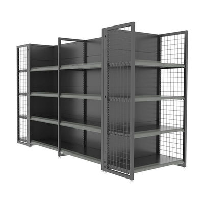 Çift taraflı Gondola Çelik Tel Ağı Rack Süpermarket için Metal Ekran Rafları