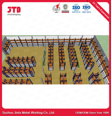 1.2m 2.5m Depo Metal Rafları 3000kgs Ağır Hizmet Süpermarket Rafları