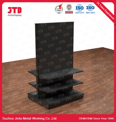 1800mm Çift Taraflı Gondol Süpermarket Rafları OEM Siyah Metal Depolama Rafları