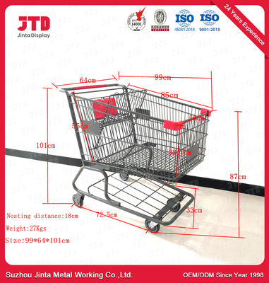 OEM Süpermarket Alışveriş Merkezi Arabası 180L Ağır Hizmet Tipi Çelik Alışveriş Sepeti